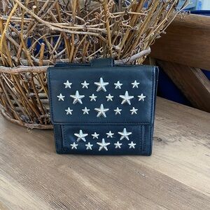 Jimmy Choo Black Star-Studded Leather Wallet